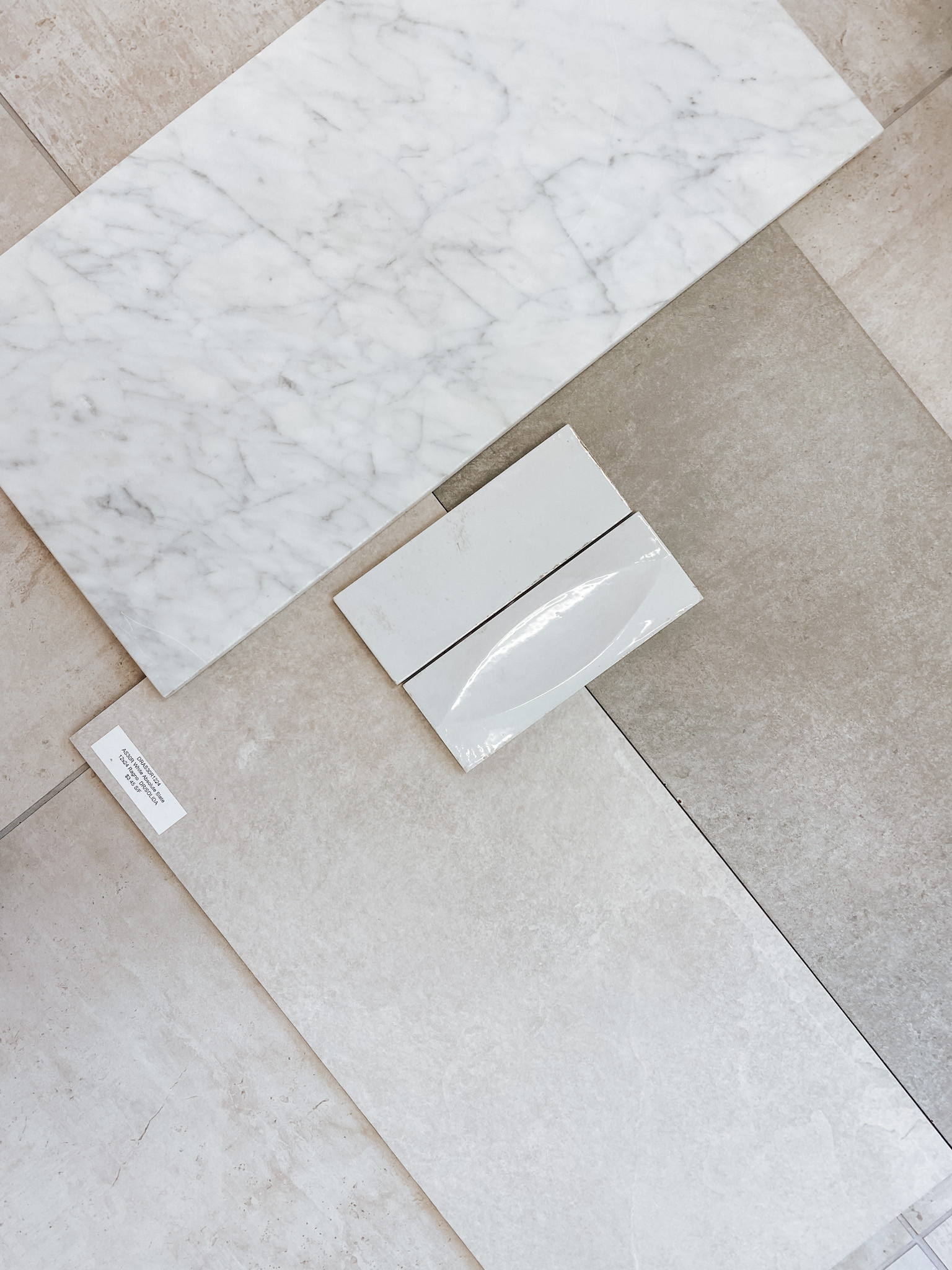 Marble and ceramic tile in neutral colors